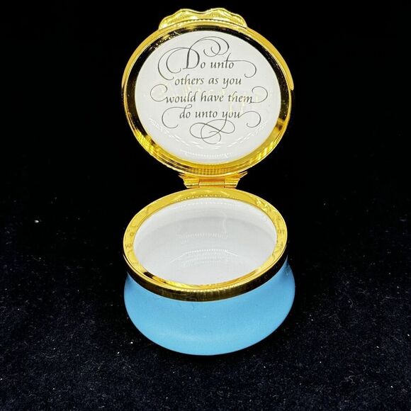 2000 Halcyon Days Enamels Trinket Box England - The Golden Rule Angels Mary Kay - Picture 7 of 8